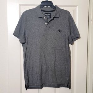 🔵 Express Mens Gray Polo - Size M Fitted